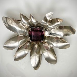 Vintage sterling and amethyst brooch.